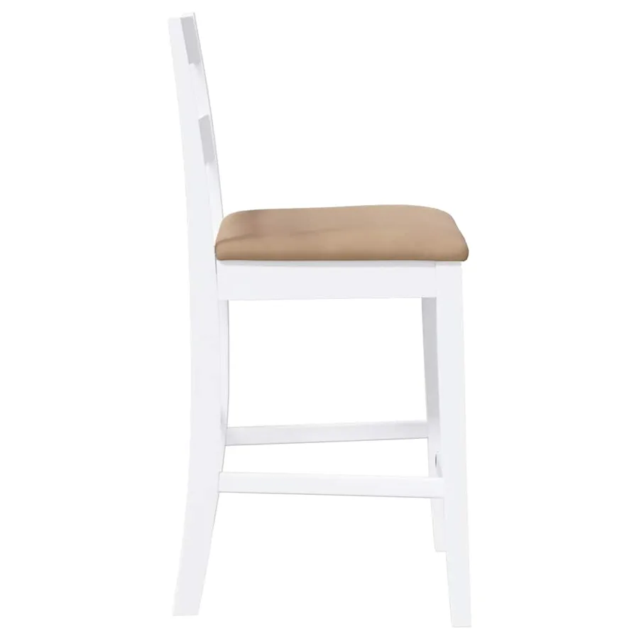 Tabourets de bar avec coussins 2 pcs blanc bois massif d'hévéa - 6