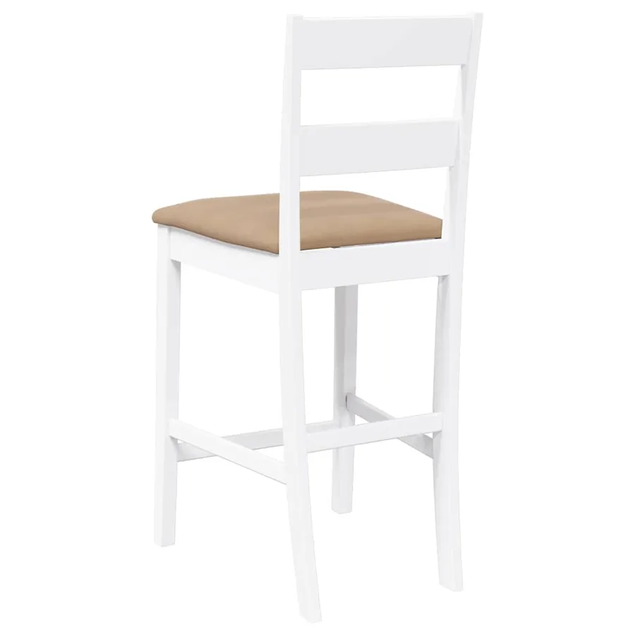 Tabourets de bar avec coussins 2 pcs blanc bois massif d'hévéa - 7
