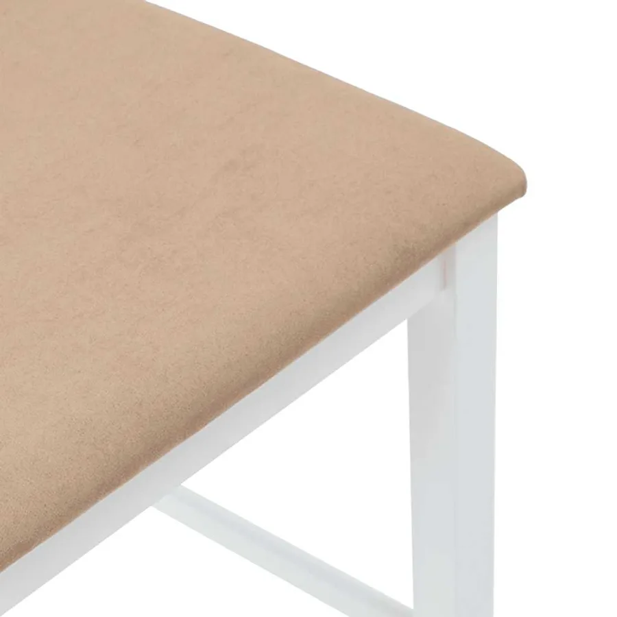 Tabourets de bar avec coussins 2 pcs blanc bois massif d'hévéa - 8