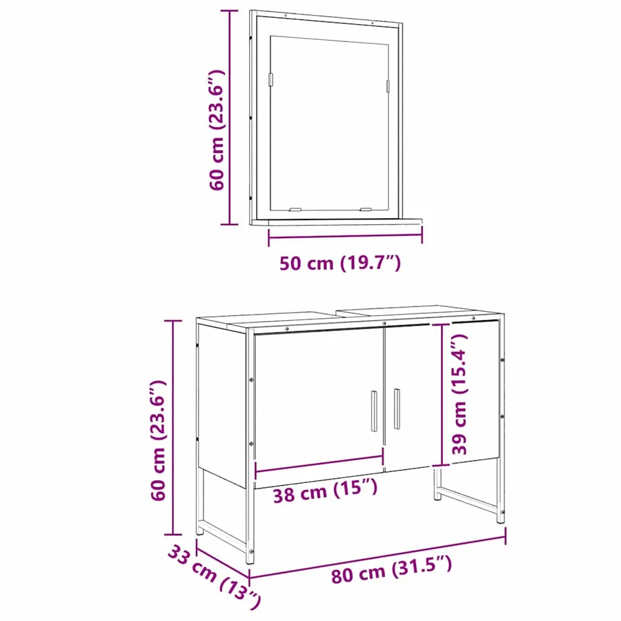 Ensemble de mobilier de salle de bain avec porte 2 pcs Marron - 12