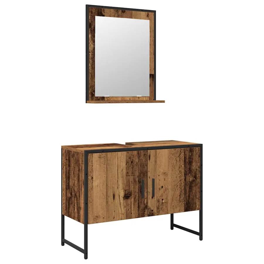 Ensemble de mobilier de salle de bain avec porte 2 pcs Marron - 2