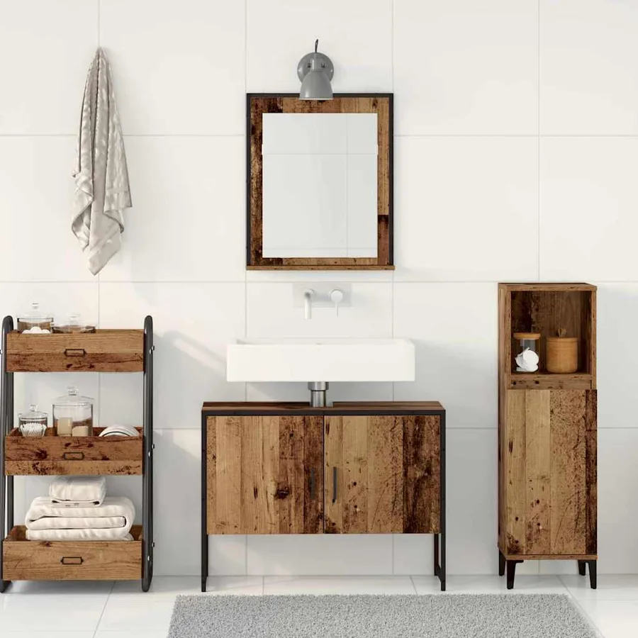 Ensemble de mobilier de salle de bain avec porte 2 pcs Marron - 4