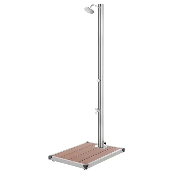 Garden Shower with Base Brown 220 cm Stainless Steel