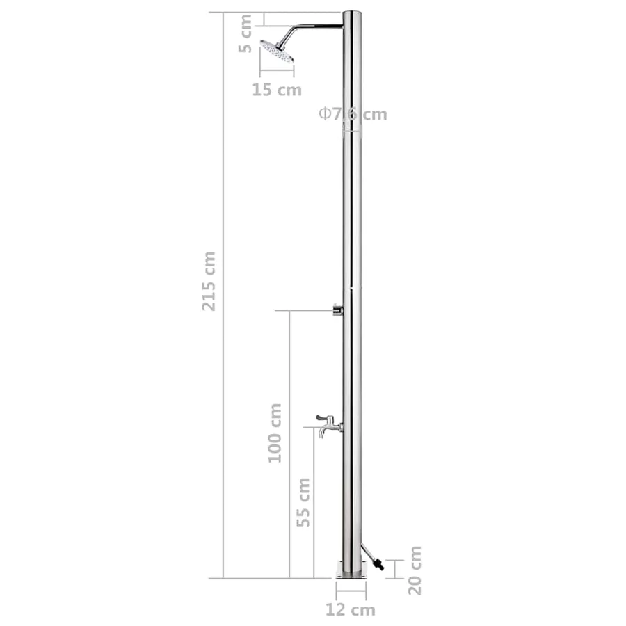 Garden Shower with Base Brown 220 cm Stainless Steel - 17
