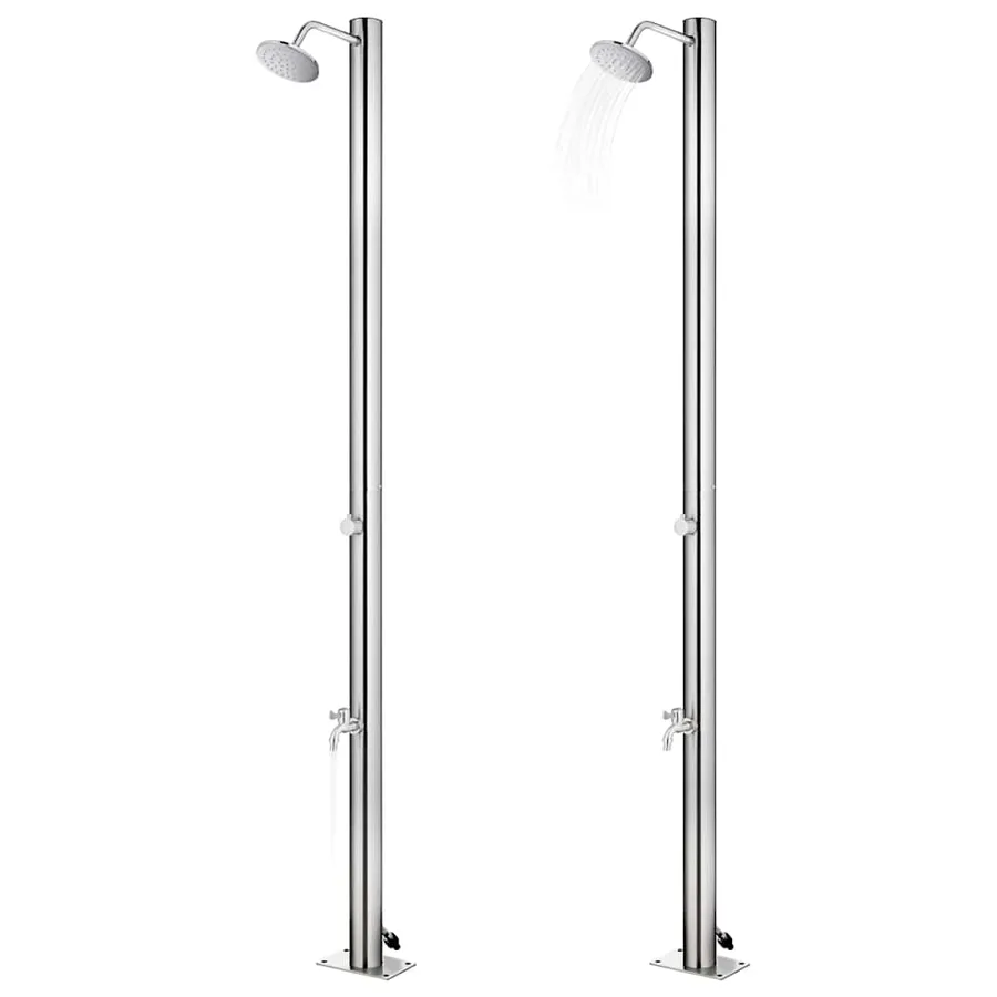 Douche de jardin avec base marron 220 cm Acier inoxydable - 2