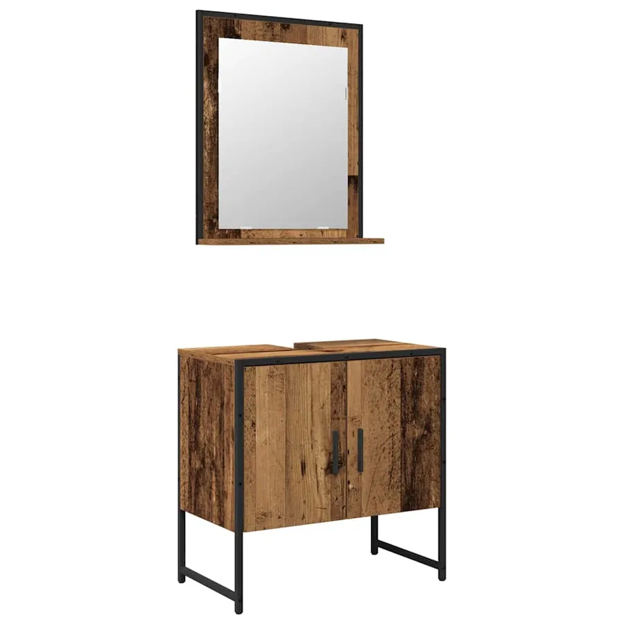 Ensemble de mobilier de salle de bain avec porte 2 pcs Marron - 2