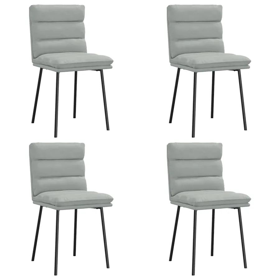 Chaises à manger lot de 4 Gris clair Velours - 2