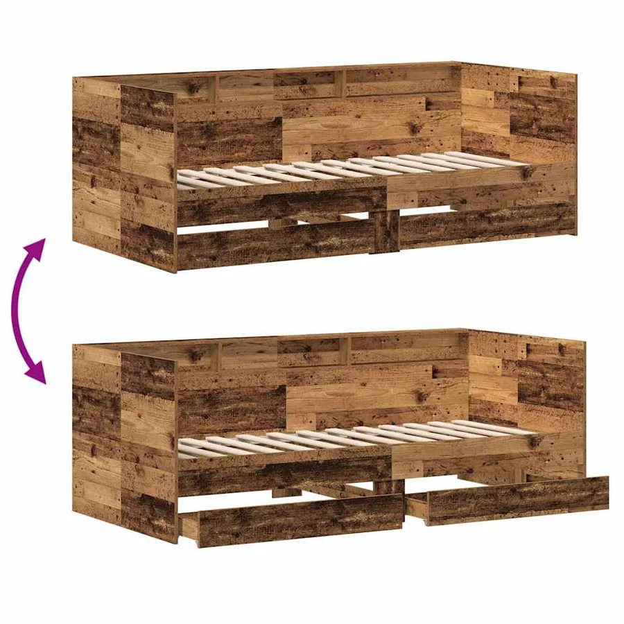 Lit d'appoint Bois Ancien 90 x 190 cm Bois d'ingénierie - 10