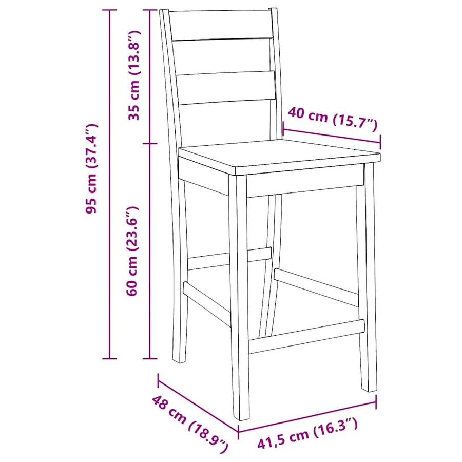 Tabourets de bar 2 pcs blanc bois massif d'hévéa - 11