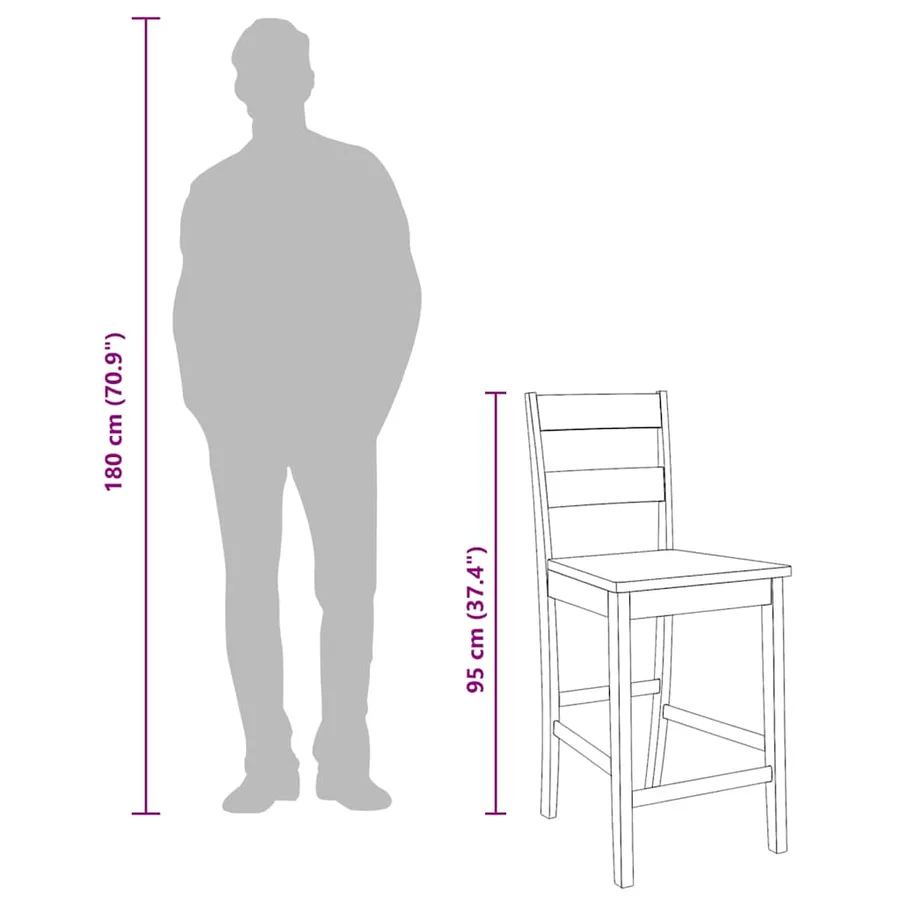 Tabourets de bar 2 pcs blanc bois massif d'hévéa - 12