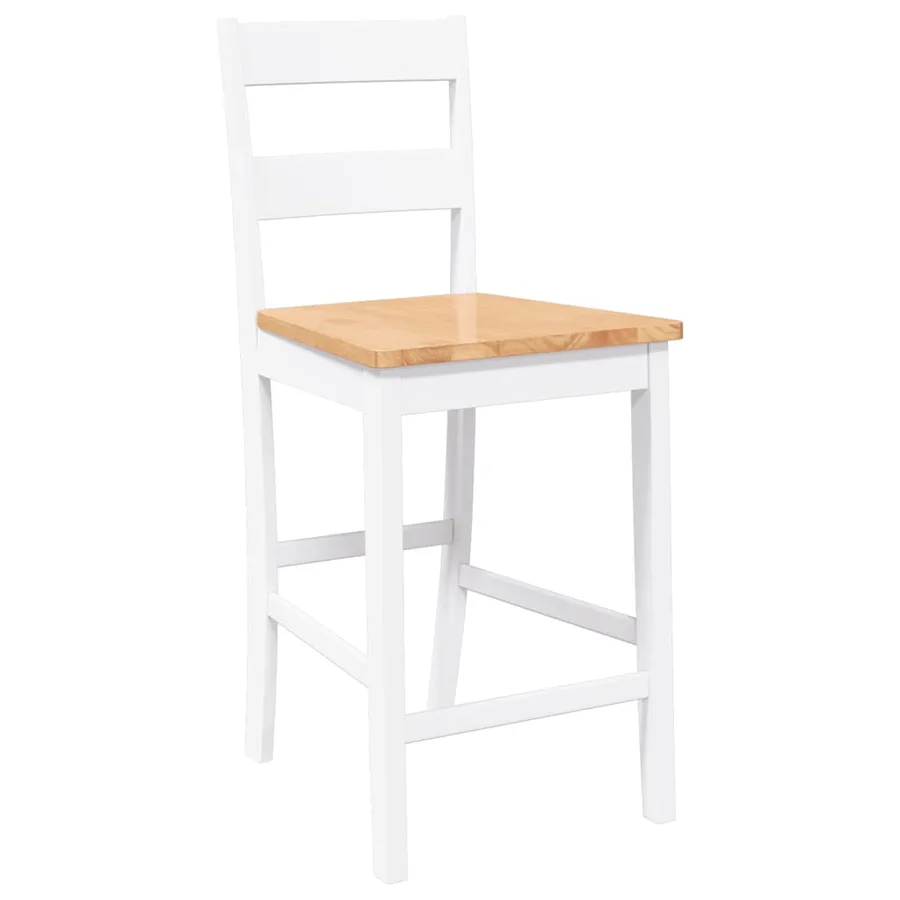 Tabourets de bar 2 pcs blanc bois massif d'hévéa - 4