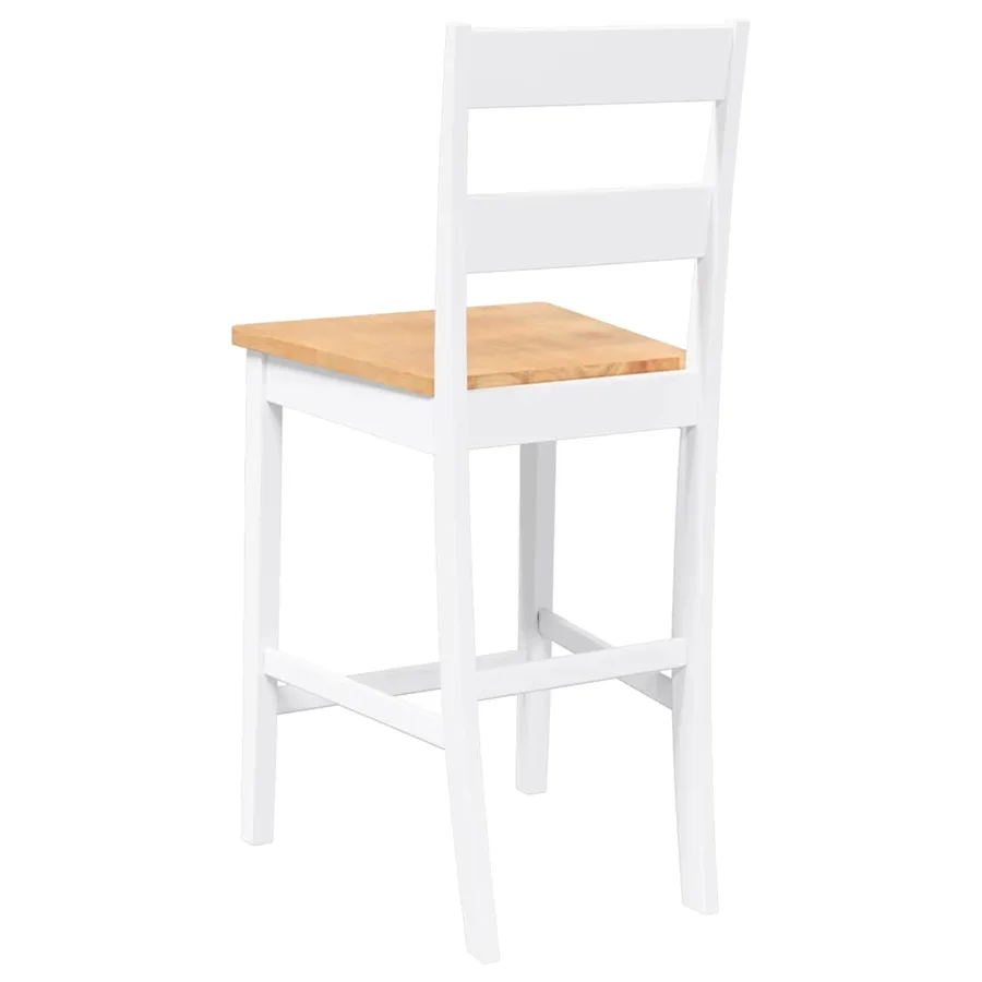 Tabourets de bar 2 pcs blanc bois massif d'hévéa - 7