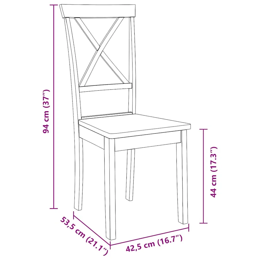 Chaises à manger 2 pcs bois massif caoutchouc - 10