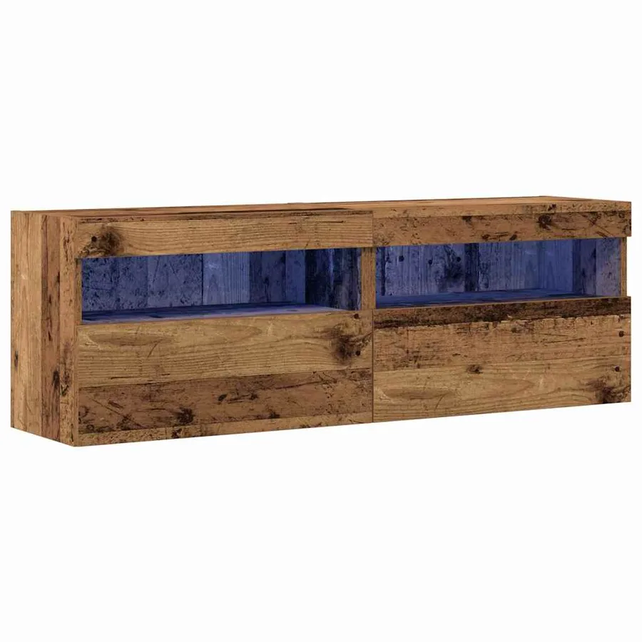 Meuble TV mural avec LED 2 pcs Bois ancien 60 x 30 x 40 cm - 2