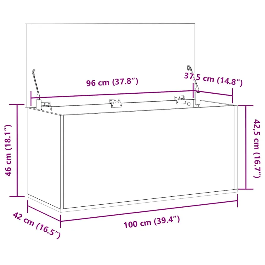 Boîte de Rangement avec stockage Bois ancien 100 x 42 x 46 cm - 12