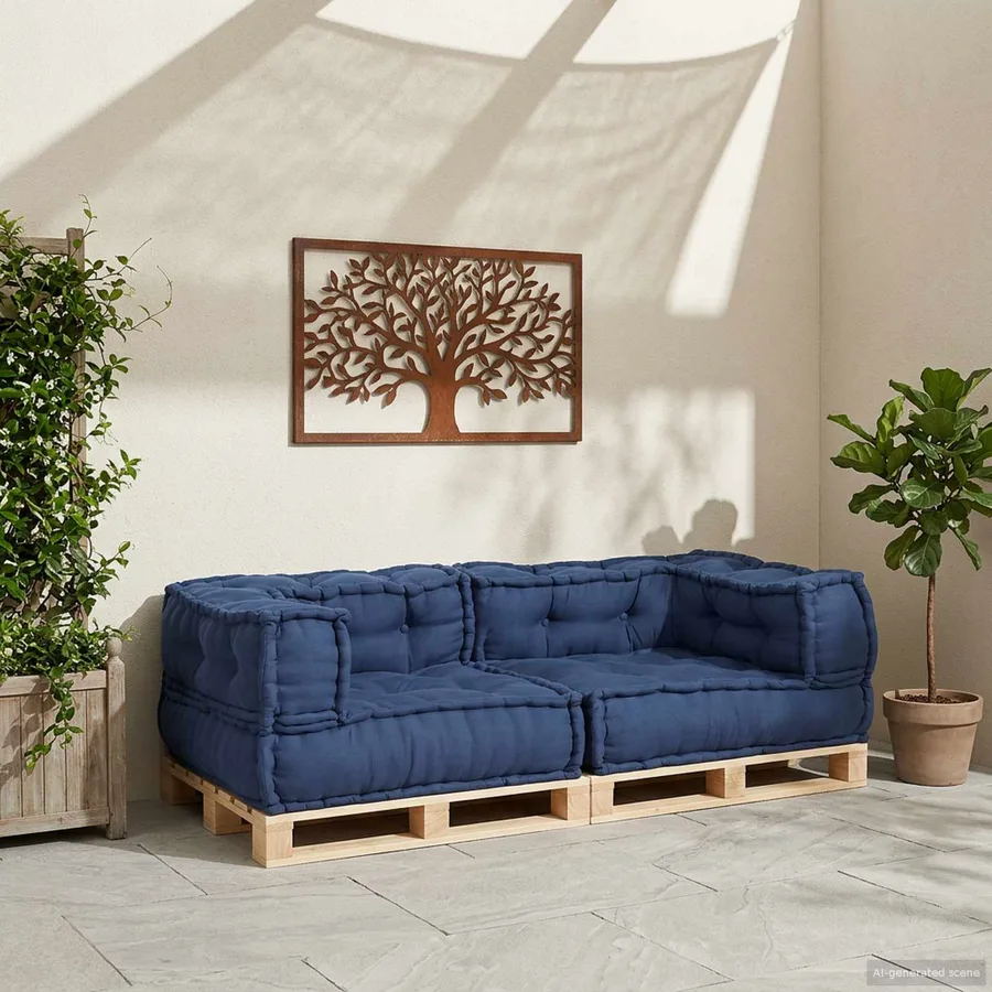 Unité de canapé modulaire 3 pcs Indigo 140 x 70 x 36 cm Tissu - 3