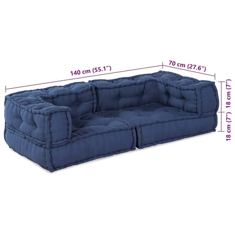 Unité de canapé modulaire 3 pcs Indigo 140 x 70 x 36 cm Tissu - 8