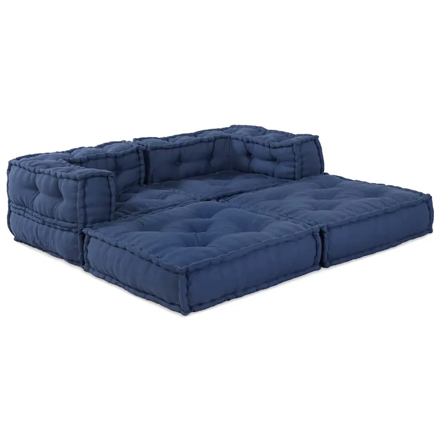 Unité de canapé modulaire 2 pcs Indigo 140 x 70 x 56 cm Tissu - 6