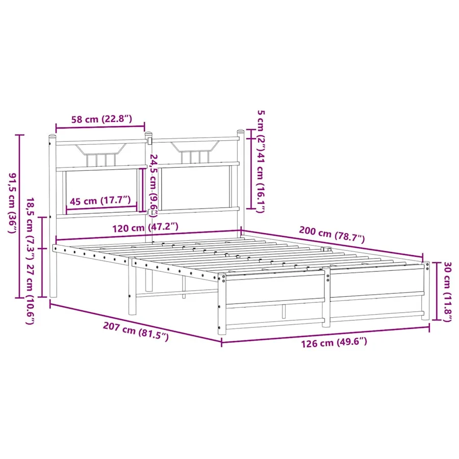 Cadre de lit sans matelas chêne fumé 120x200 cm bois ingénierie - 11