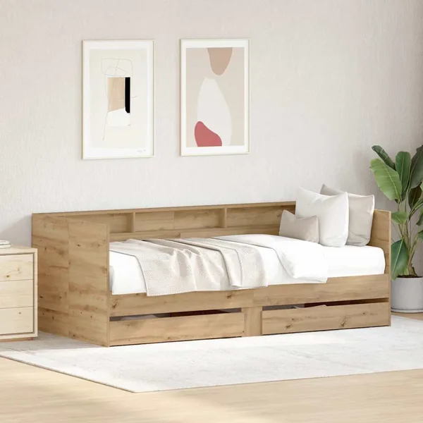 Lit d'appoint Chêne artisanal 90 x 200 cm Bois d'ingénierie