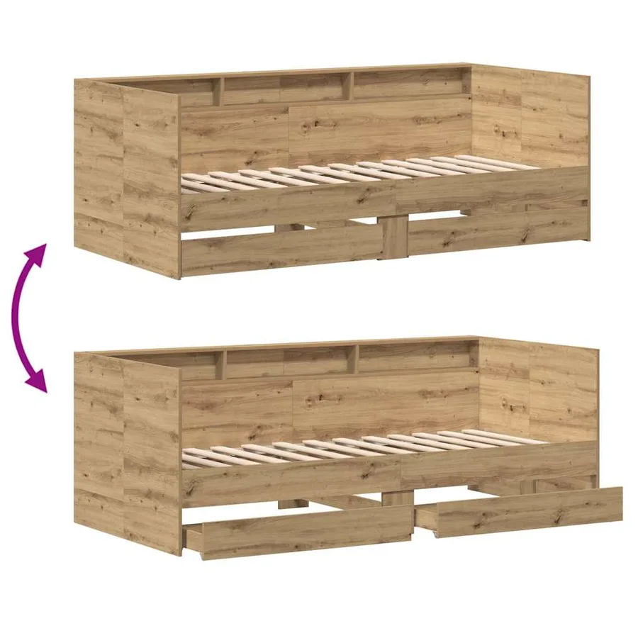Lit d'appoint Chêne artisanal 90 x 200 cm Bois d'ingénierie - 10