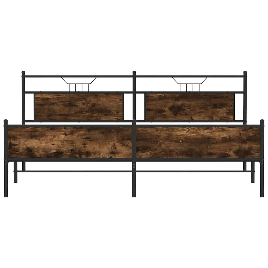 Cadre de lit en métal sans matelas chêne fumé 200x200 cm - 6