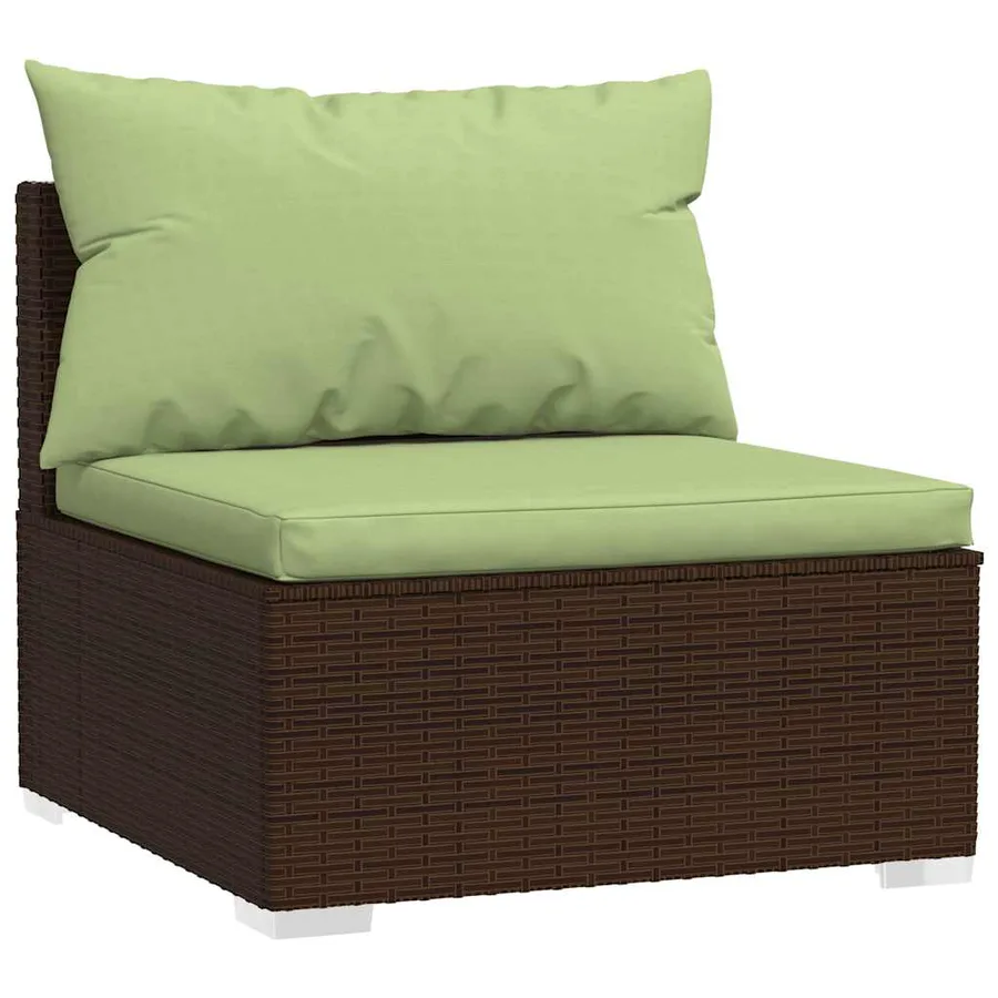 Salon de jardin 5 pcs avec coussins résine tressée marron - 4