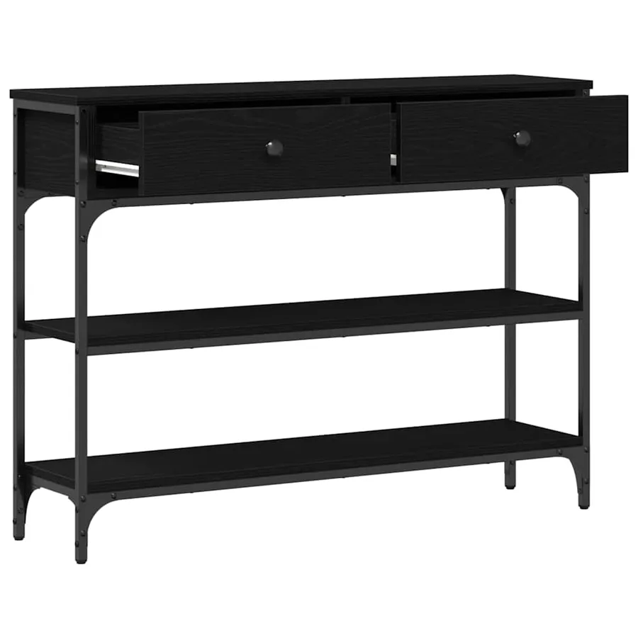 Table console Chêne noir 100 x 25 x 75 cm Bois d'ingénierie - 5