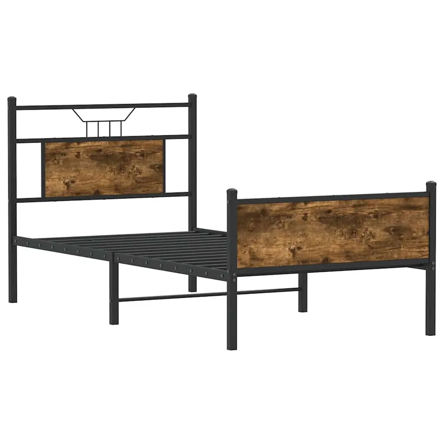 Cadre de lit sans matelas chêne fumé 90x200cm bois d'ingénierie - 3