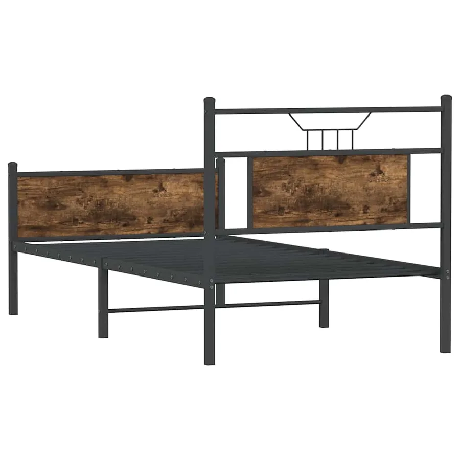Cadre de lit sans matelas chêne fumé 90x200cm bois d'ingénierie - 8