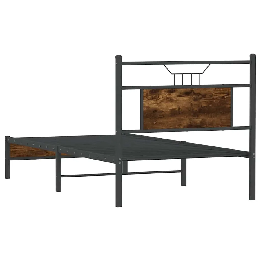 Cadre de lit sans matelas chêne fumé 90x200cm bois d'ingénierie - 8