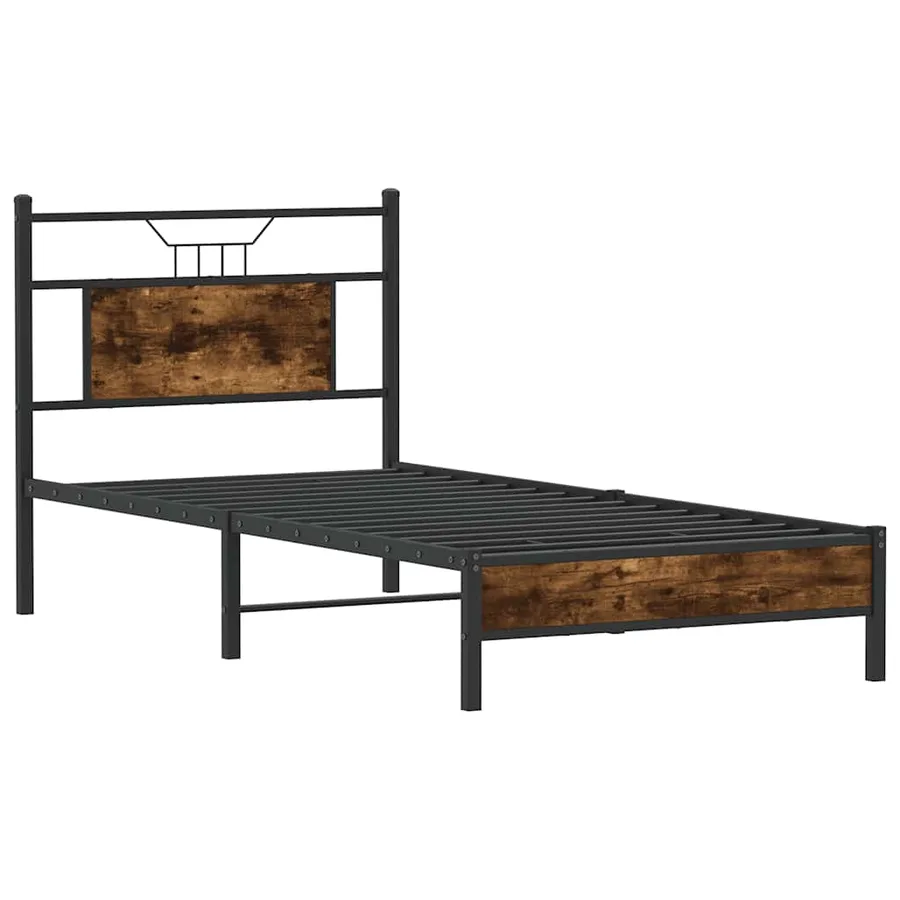 Cadre de lit sans matelas chêne fumé 80x200cm bois d'ingénierie - 5