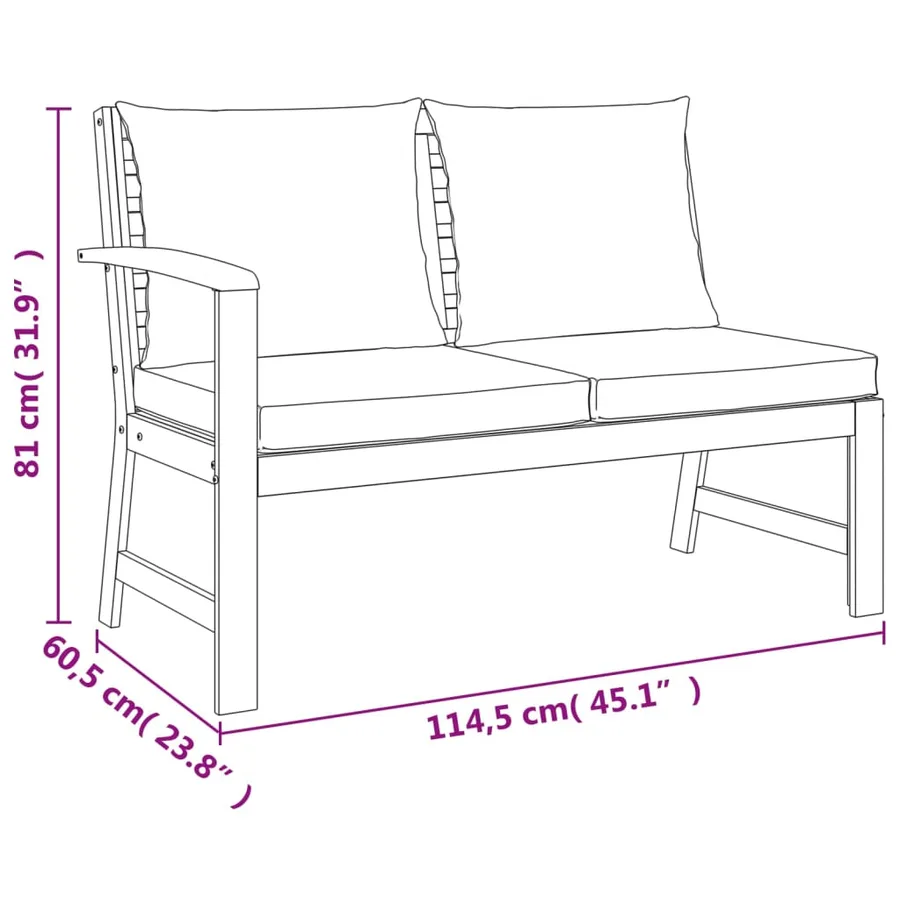 Ensemble à manger de jardin 6 pcs avec coussins Bois d'acacia - 9