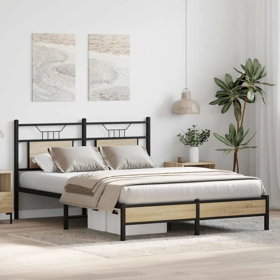 Cadre de lit sans matelas chêne sonoma 140x190 cm - 4