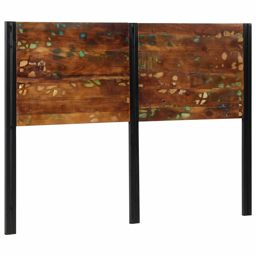 Tête de lit 140 cm bois massif récupéré et fer - 3