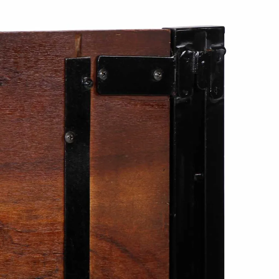 Tête de lit 140 cm bois massif récupéré et fer - 7