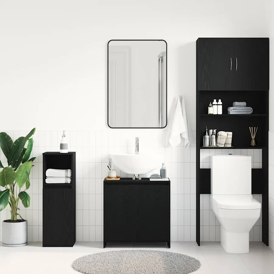 Armoire de bain chêne noir 60x33x60 cm bois d'ingénierie - 3