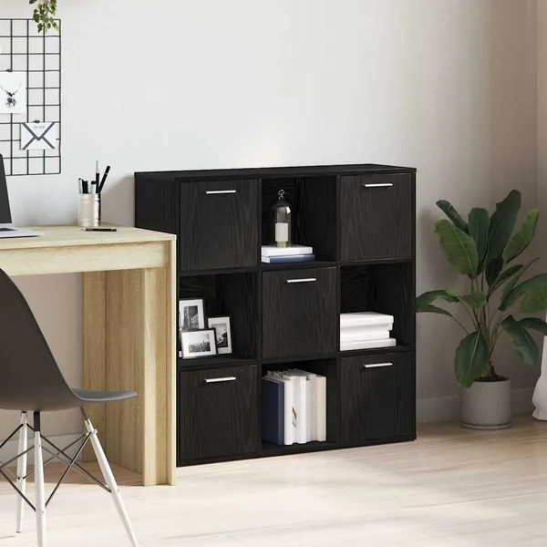 Bibliothèque en chêne noir 90 x 28 x 90 cm bois d'ingénierie