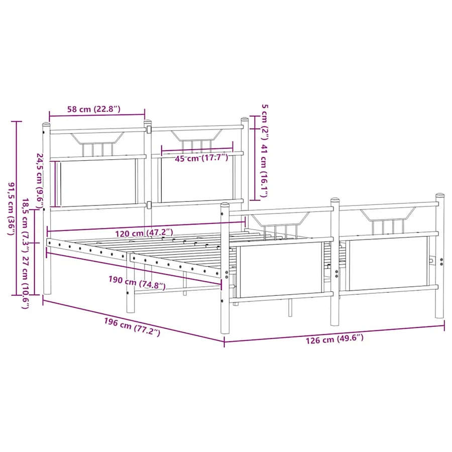 Cadre de lit sans matelas chêne fumé 120x190 cm bois ingénierie - 11