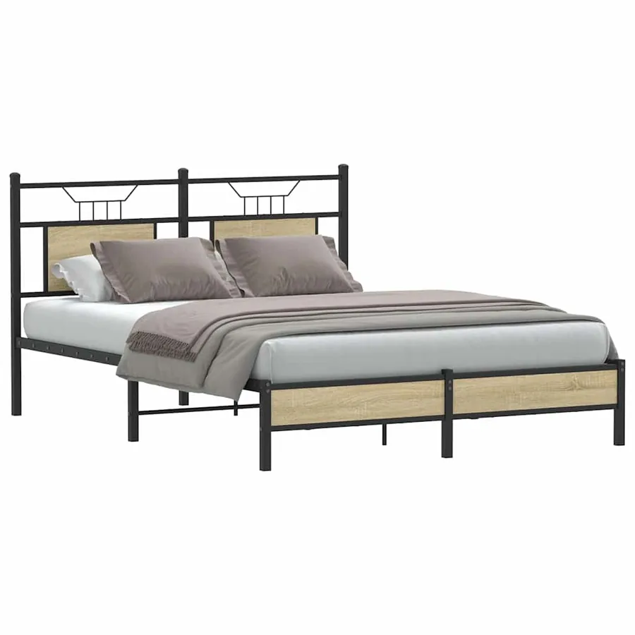Cadre de lit sans matelas chêne sonoma 150x200 cm - 3