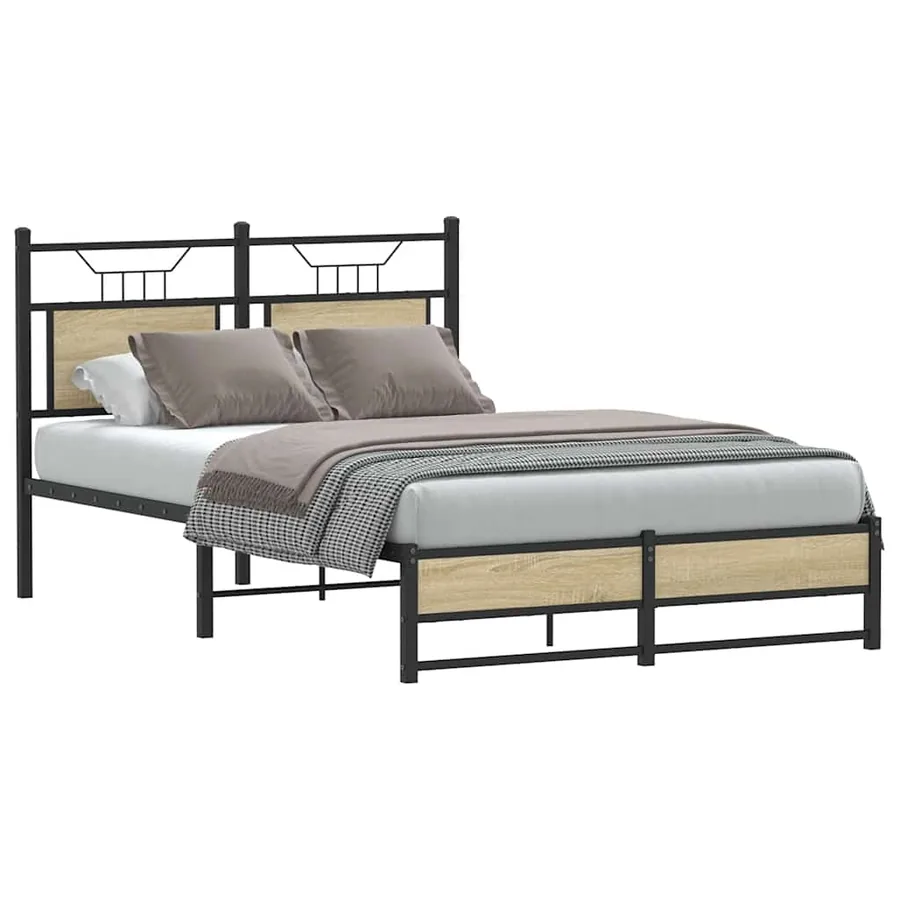 Cadre de lit sans matelas chêne sonoma 120x190 cm - 2