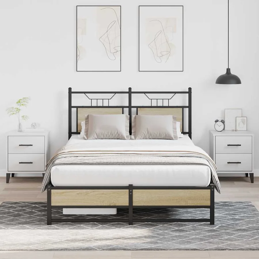 Cadre de lit sans matelas chêne sonoma 120x190 cm - 4