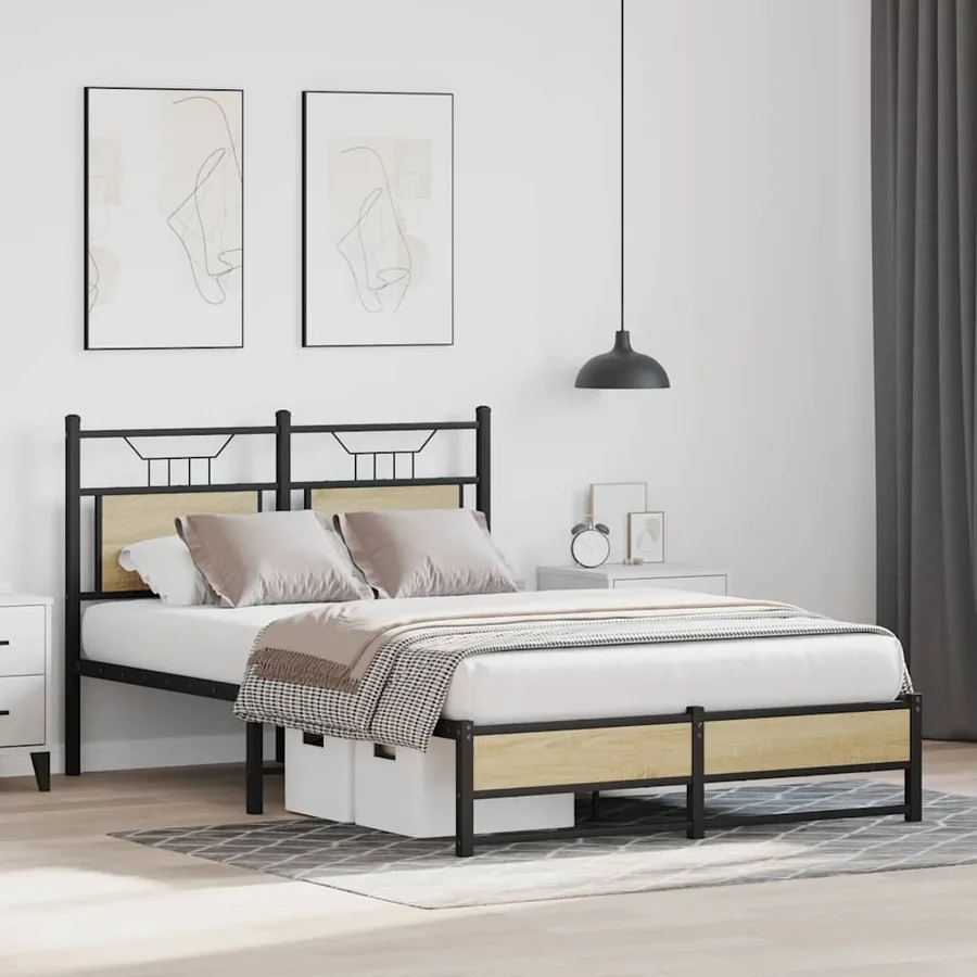 Cadre de lit sans matelas chêne sonoma 120x190 cm - 5