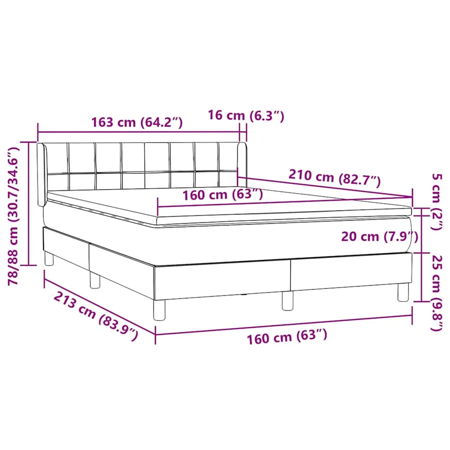 Sommier à lattes de lit et matelas gris foncé 160x210cm velours - 12