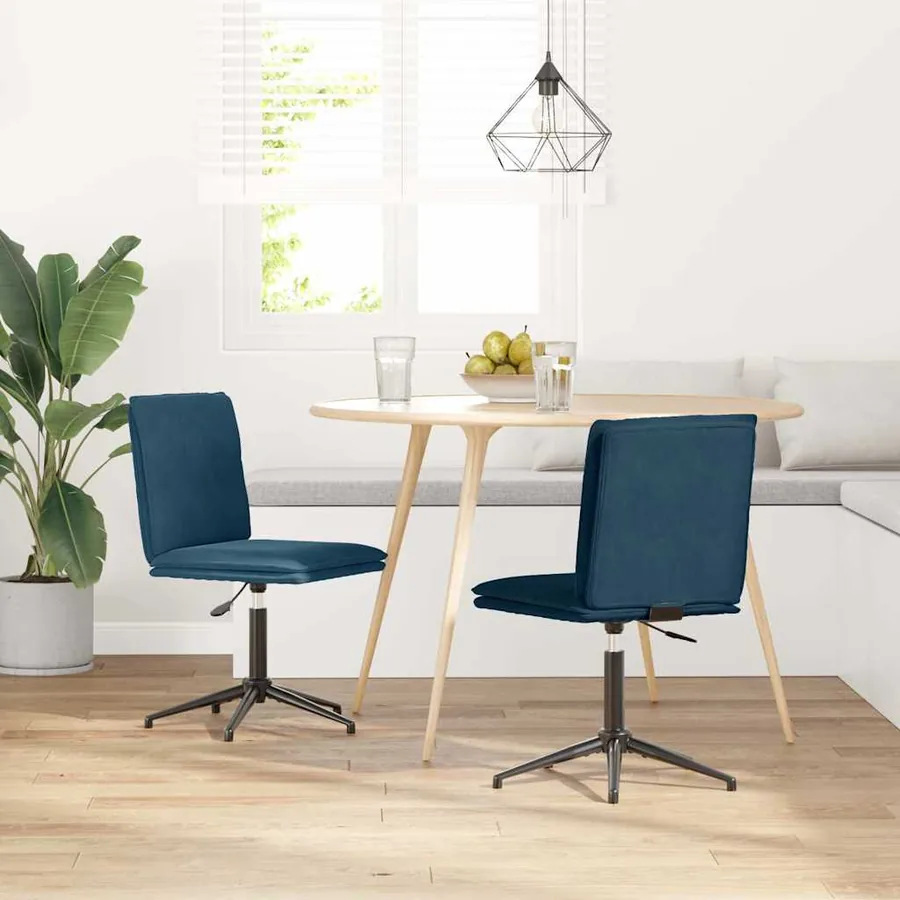 Chaises à manger lot de 2 Bleu Velours