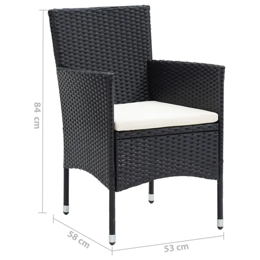 Ensemble à manger de jardin coussins 7pcs Résine tressée Noir - 14