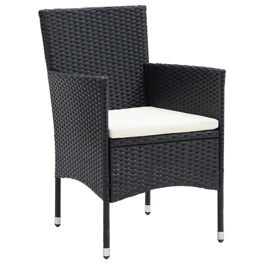Ensemble à manger de jardin coussins 7pcs Résine tressée Noir - 4