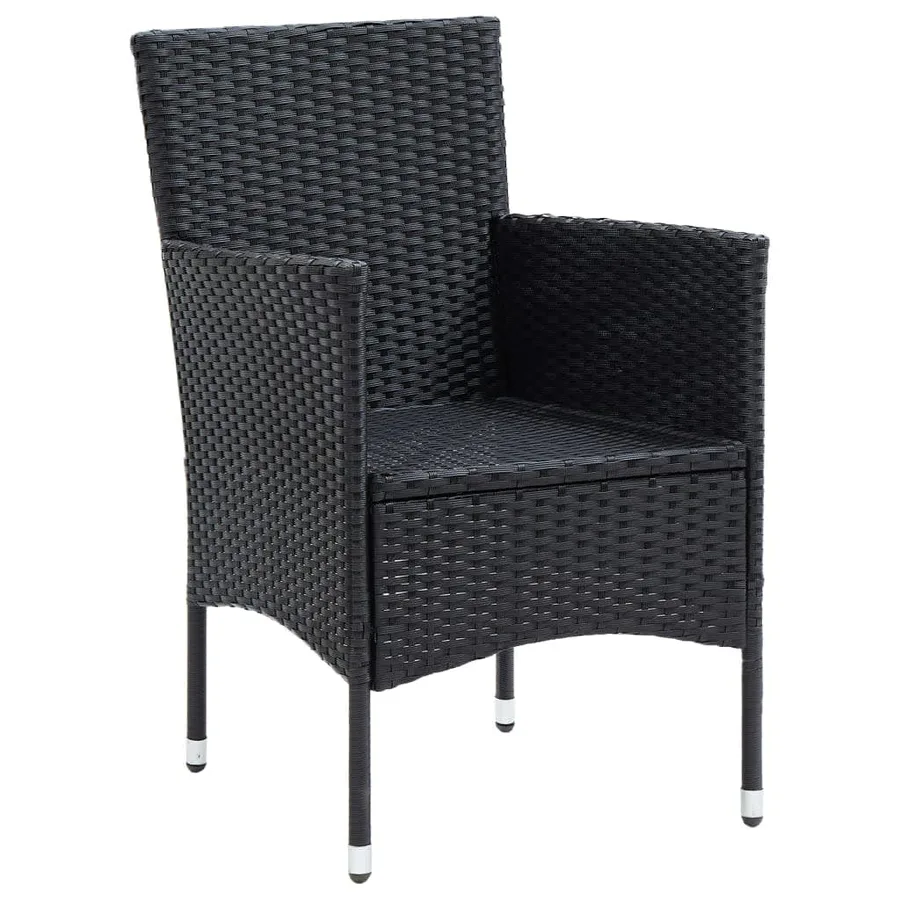 Ensemble à manger de jardin coussins 7pcs Résine tressée Noir - 7