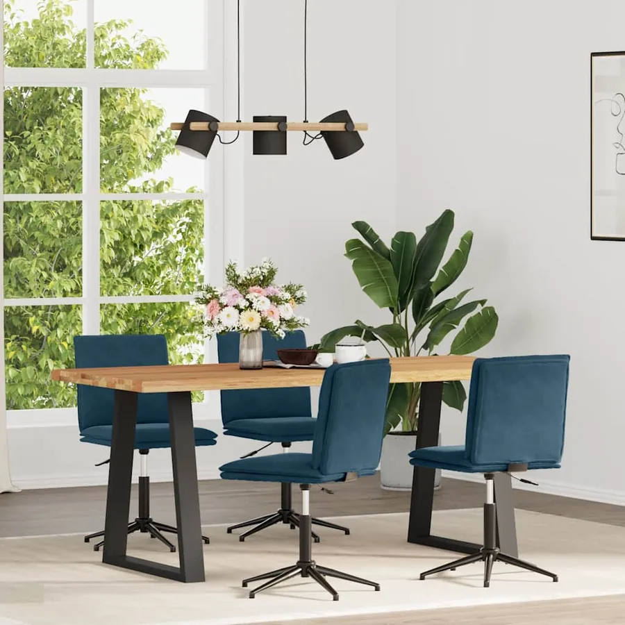 Chaises à manger lot de 4 Bleu Velours