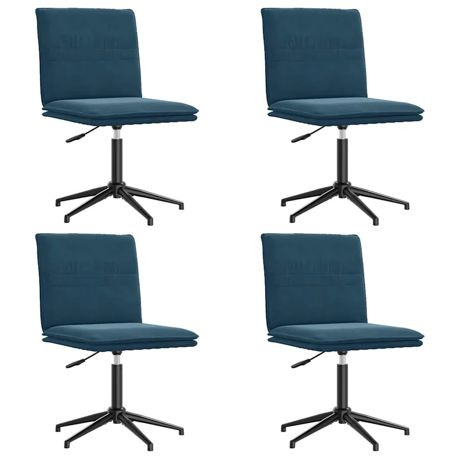 Chaises à manger lot de 4 Bleu Velours - 2